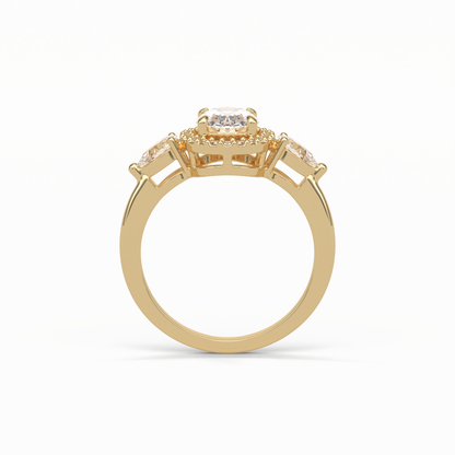 Oval Halo & Three Stones Lab Grown Diamond Engagement Ring