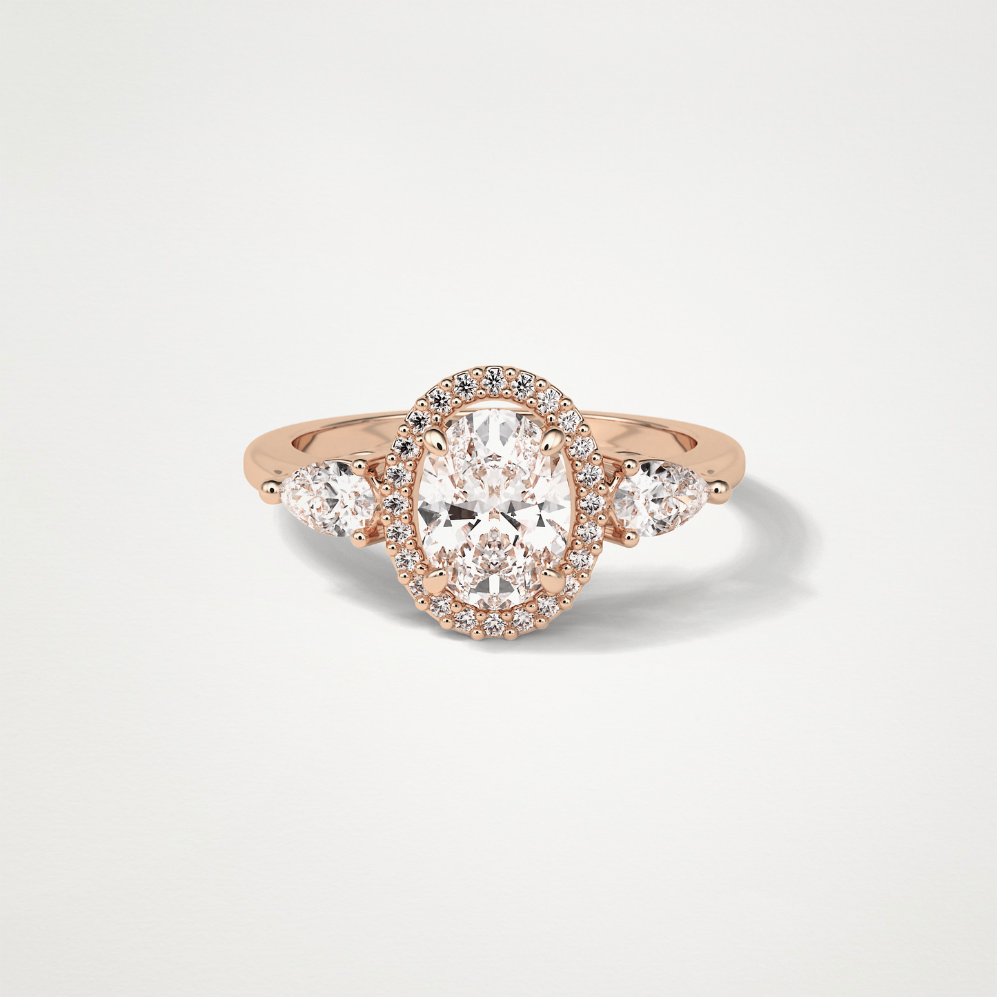 Oval Halo & Three Stones Lab Grown Diamond Engagement Ring