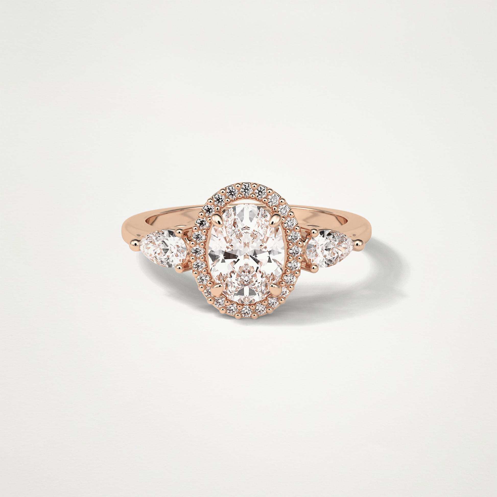 Oval Halo & Three Stones Lab Grown Diamond Engagement Ring