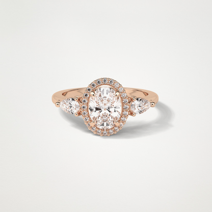 Oval Halo & Three Stones Lab Grown Diamond Engagement Ring