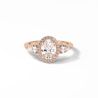 Oval Halo & Three Stones Lab Grown Diamond Engagement Ring