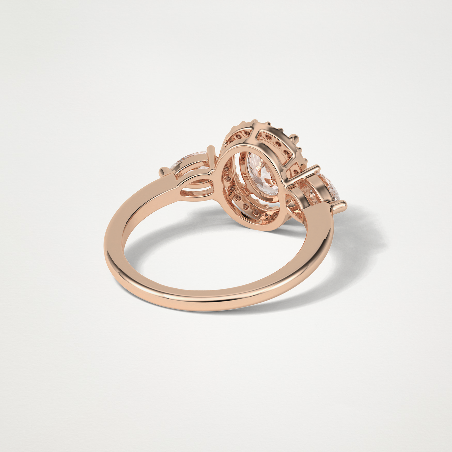 Oval Halo & Three Stones Lab Grown Diamond Engagement Ring