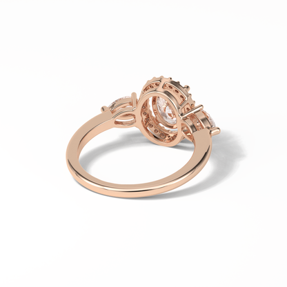 Oval Halo & Three Stones Lab Grown Diamond Engagement Ring