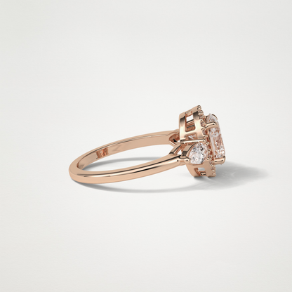 Oval Halo & Three Stones Lab Grown Diamond Engagement Ring