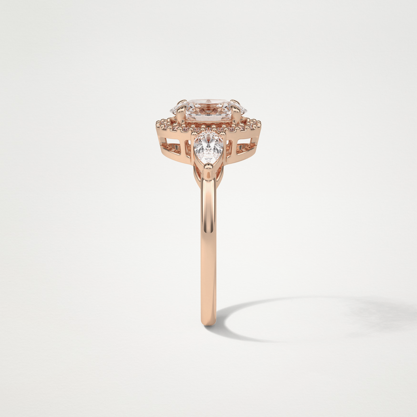 Oval Halo & Three Stones Lab Grown Diamond Engagement Ring