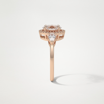 Oval Halo & Three Stones Lab Grown Diamond Engagement Ring