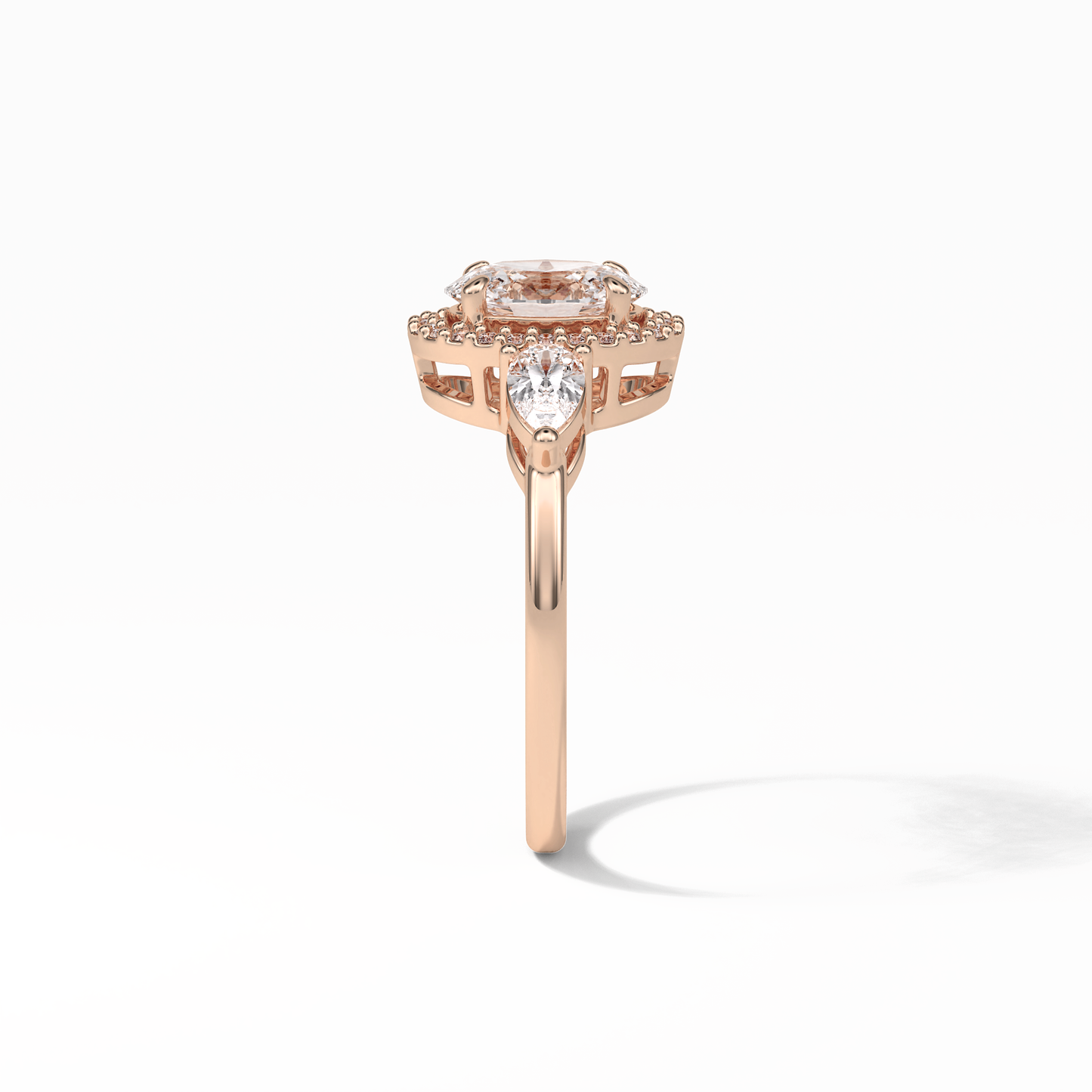 Oval Halo & Three Stones Lab Grown Diamond Engagement Ring