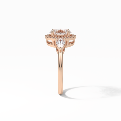 Oval Halo & Three Stones Lab Grown Diamond Engagement Ring