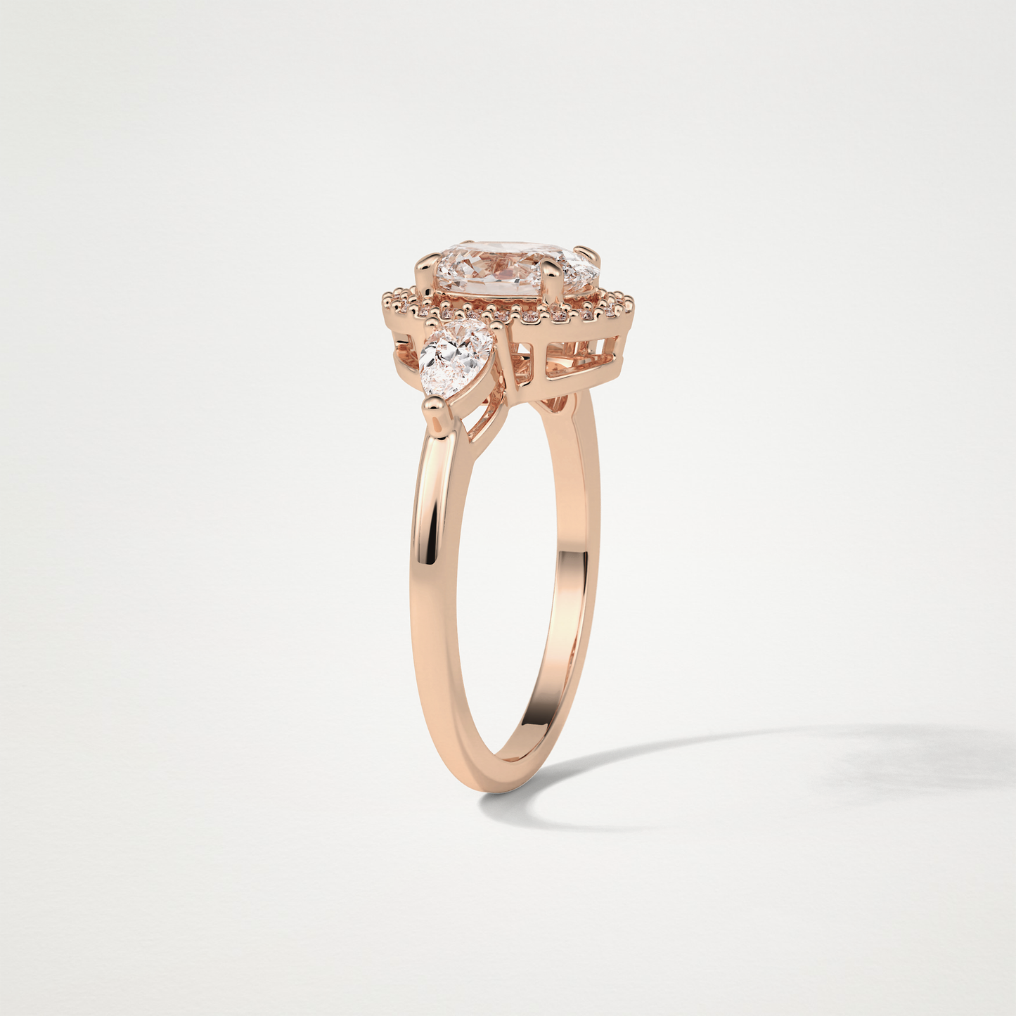 Oval Halo & Three Stones Lab Grown Diamond Engagement Ring