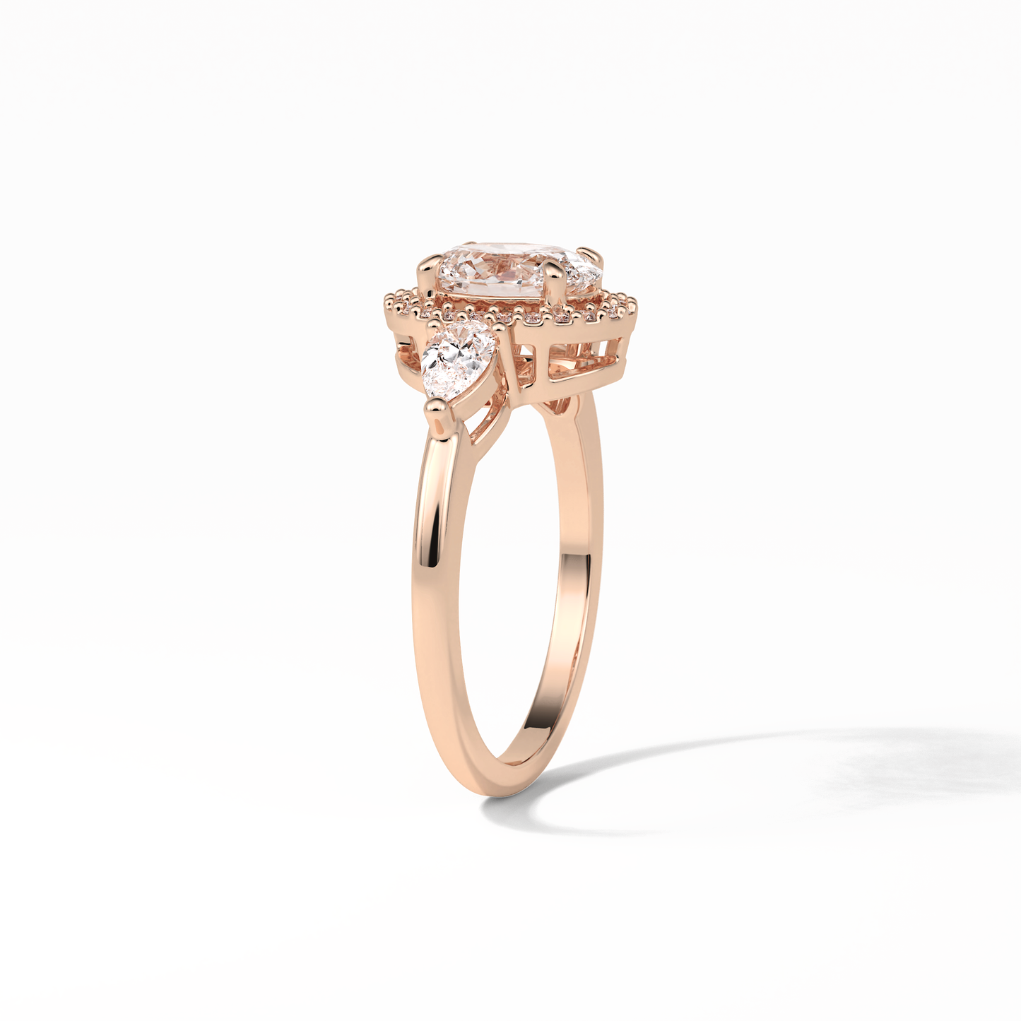 Oval Halo & Three Stones Lab Grown Diamond Engagement Ring