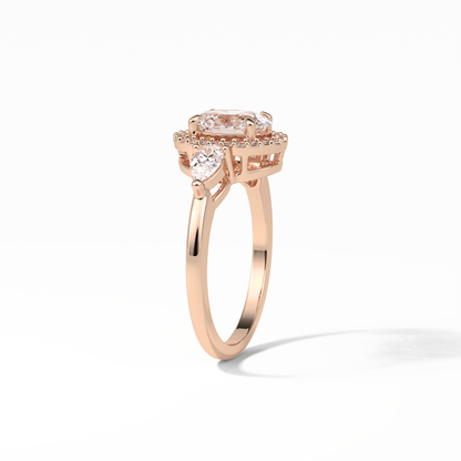 Oval Halo & Three Stones Lab Grown Diamond Engagement Ring
