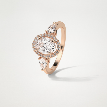 Oval Halo & Three Stones Lab Grown Diamond Engagement Ring