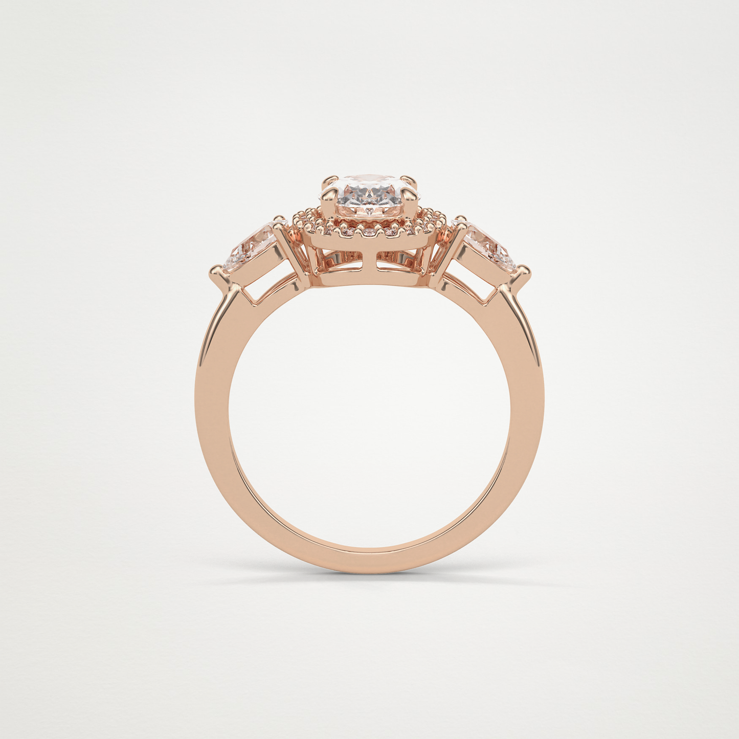Oval Halo & Three Stones Lab Grown Diamond Engagement Ring