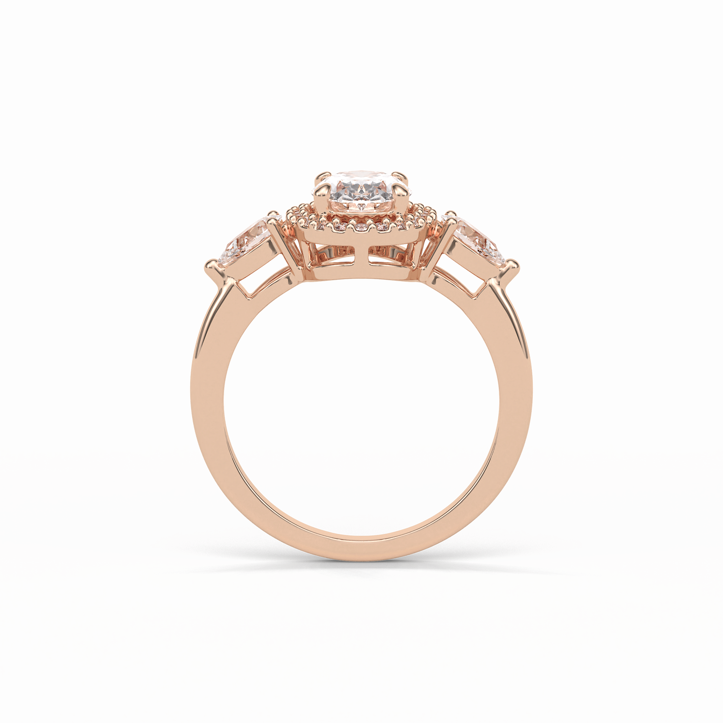 Oval Halo & Three Stones Lab Grown Diamond Engagement Ring