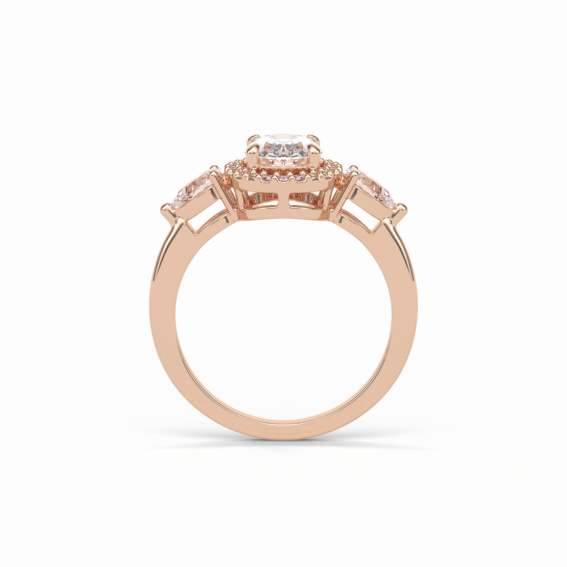 Oval Halo & Three Stones Lab Grown Diamond Engagement Ring