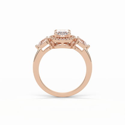 Oval Halo & Three Stones Lab Grown Diamond Engagement Ring