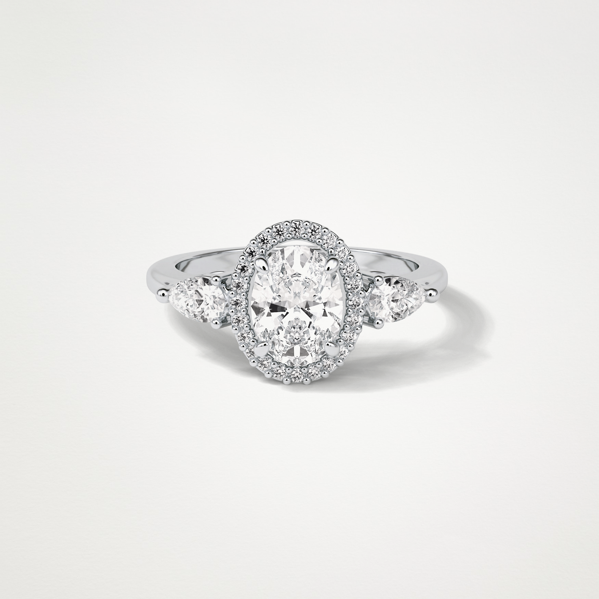 Oval Halo & Three Stones Lab Grown Diamond Engagement Ring