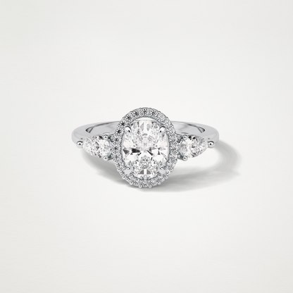 Oval Halo & Three Stones Lab Grown Diamond Engagement Ring