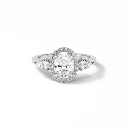 Oval Halo & Three Stones Lab Grown Diamond Engagement Ring