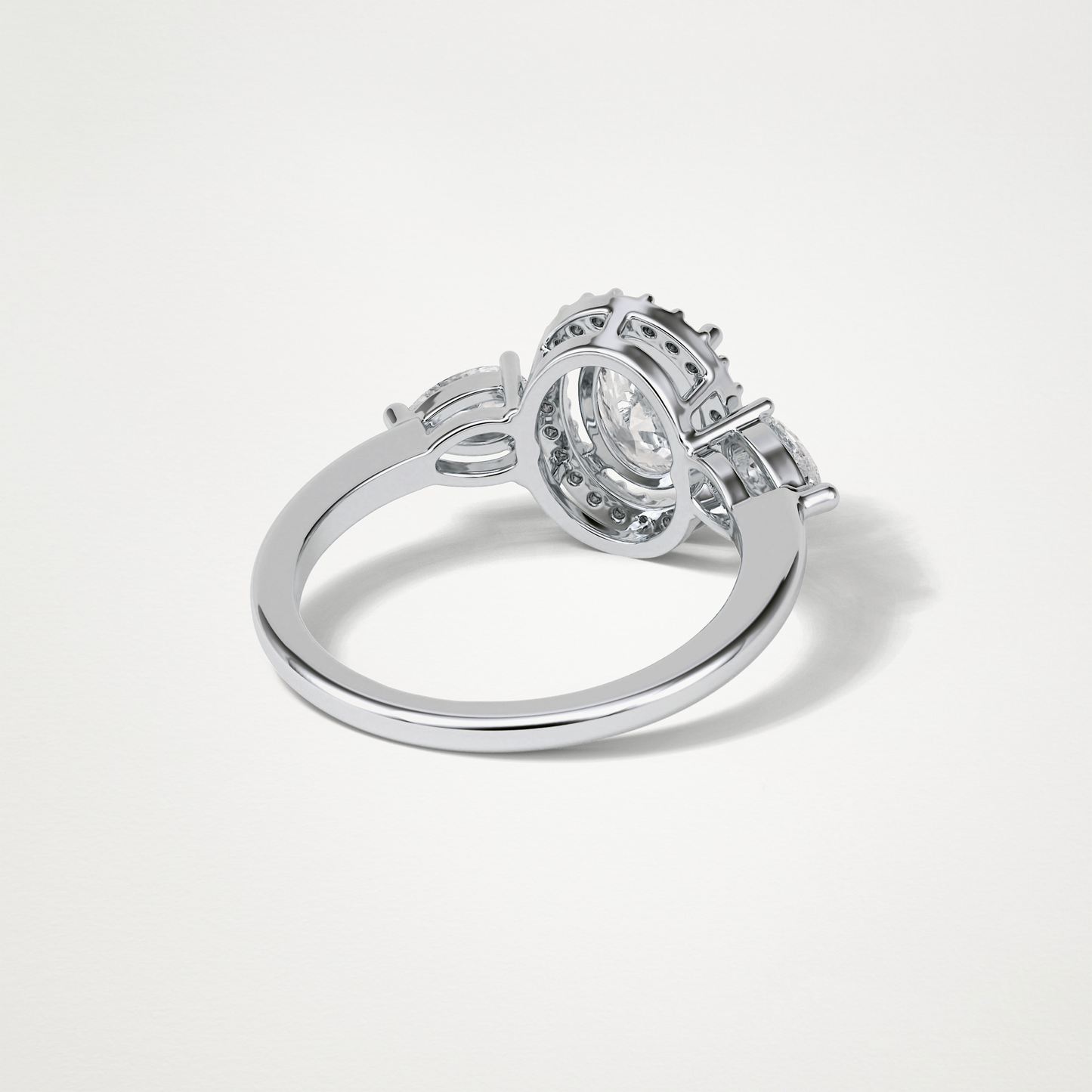 Oval Halo & Three Stones Lab Grown Diamond Engagement Ring