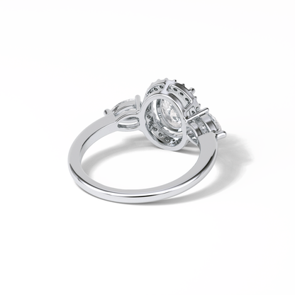 Oval Halo & Three Stones Lab Grown Diamond Engagement Ring