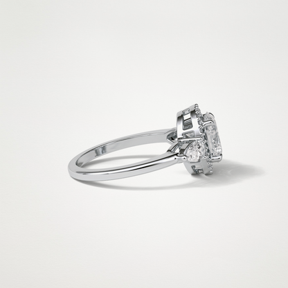 Oval Halo & Three Stones Lab Grown Diamond Engagement Ring