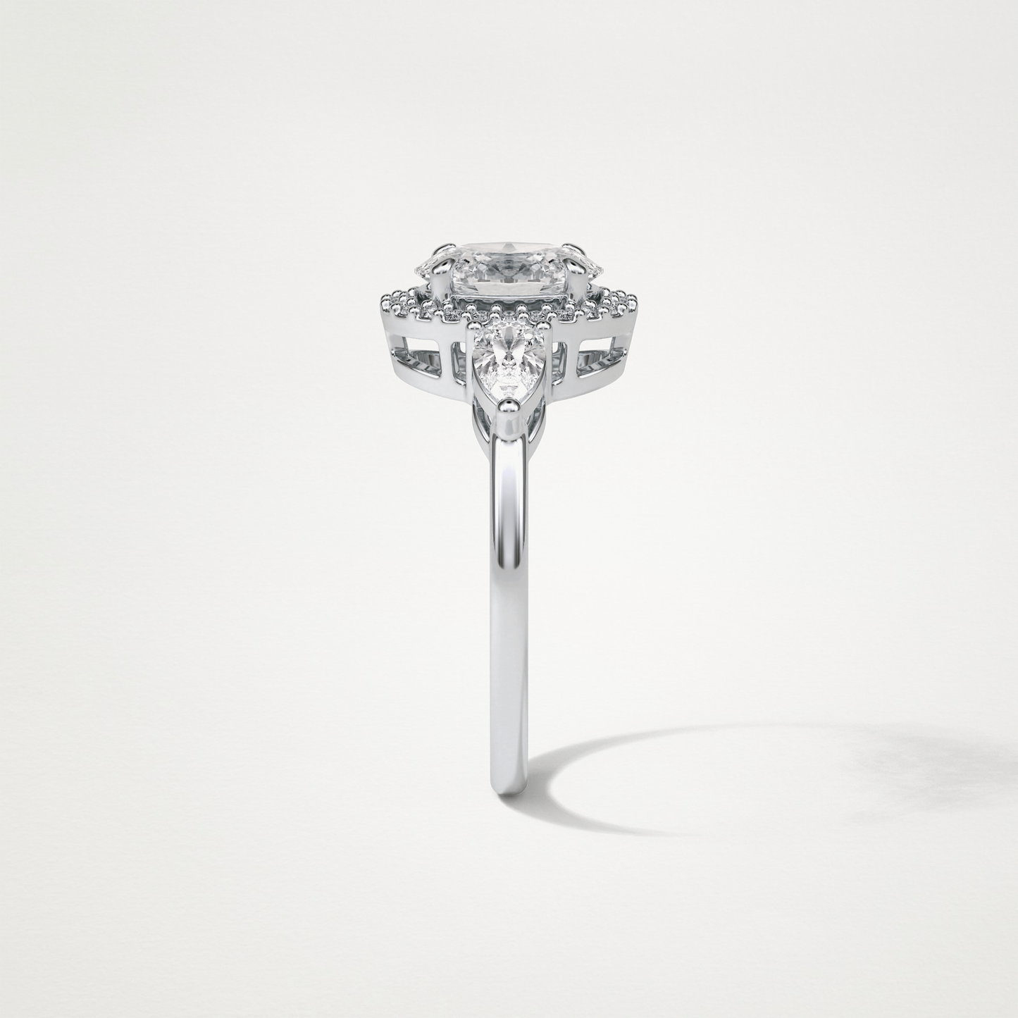 Oval Halo & Three Stones Lab Grown Diamond Engagement Ring