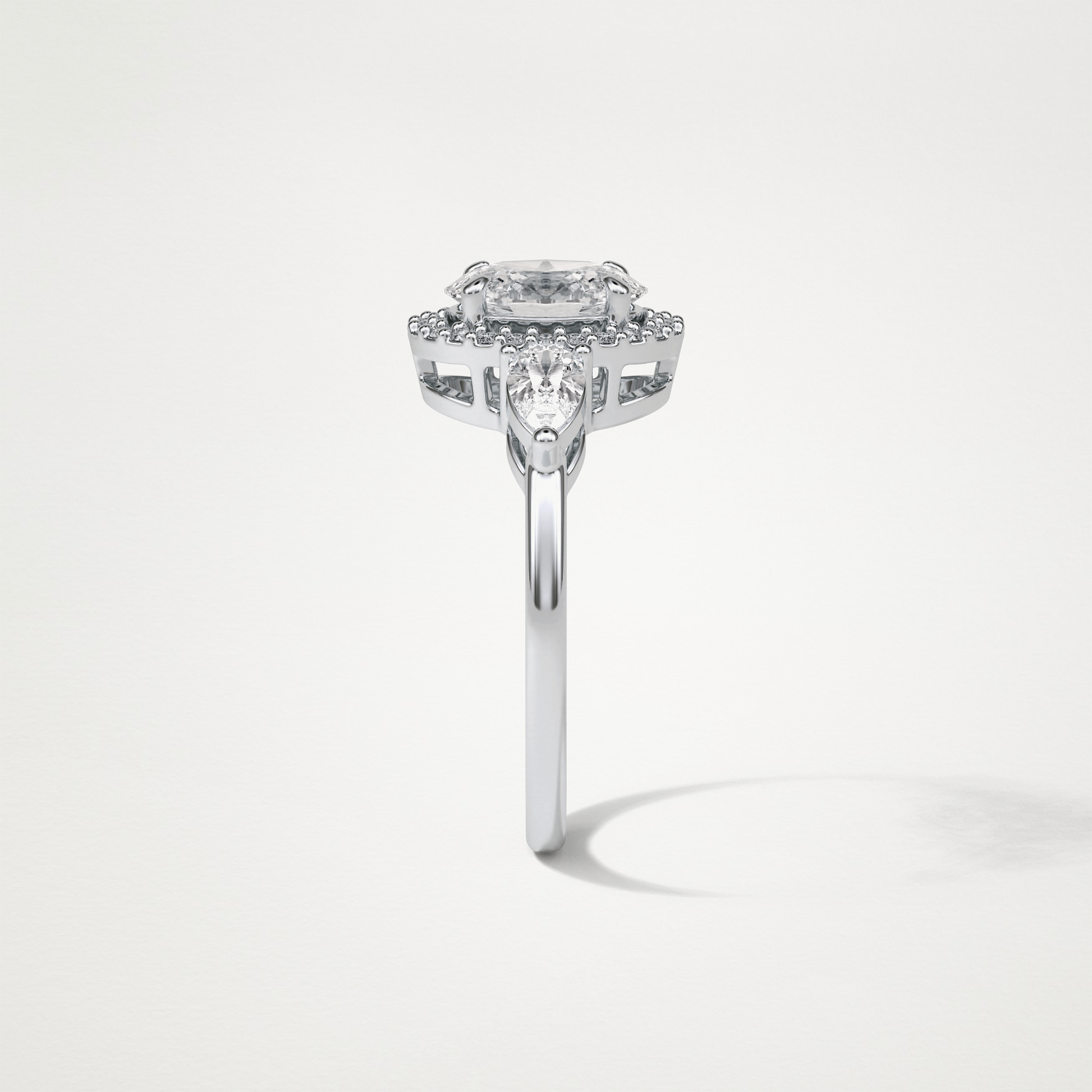 Oval Halo & Three Stones Lab Grown Diamond Engagement Ring