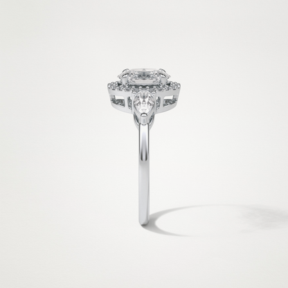 Oval Halo & Three Stones Lab Grown Diamond Engagement Ring