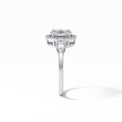 Oval Halo & Three Stones Lab Grown Diamond Engagement Ring