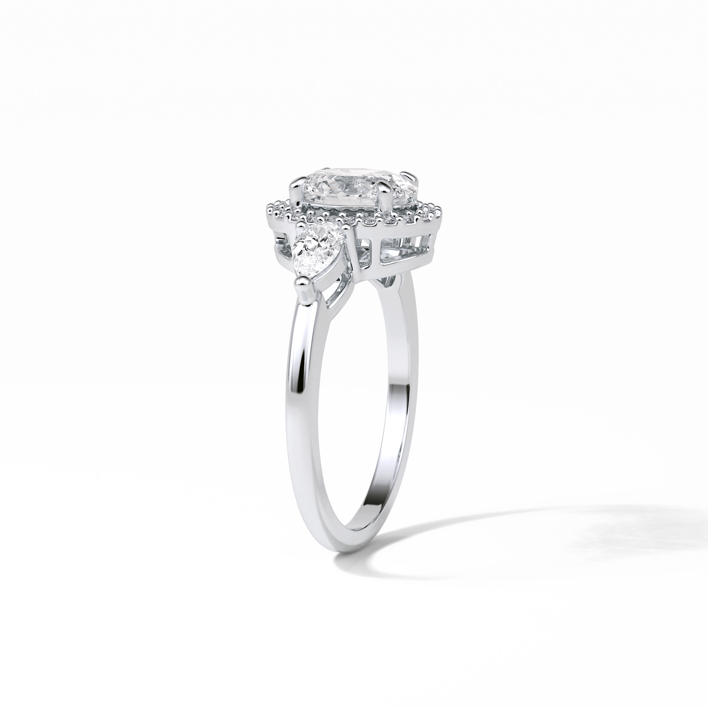 Oval Halo & Three Stones Lab Grown Diamond Engagement Ring