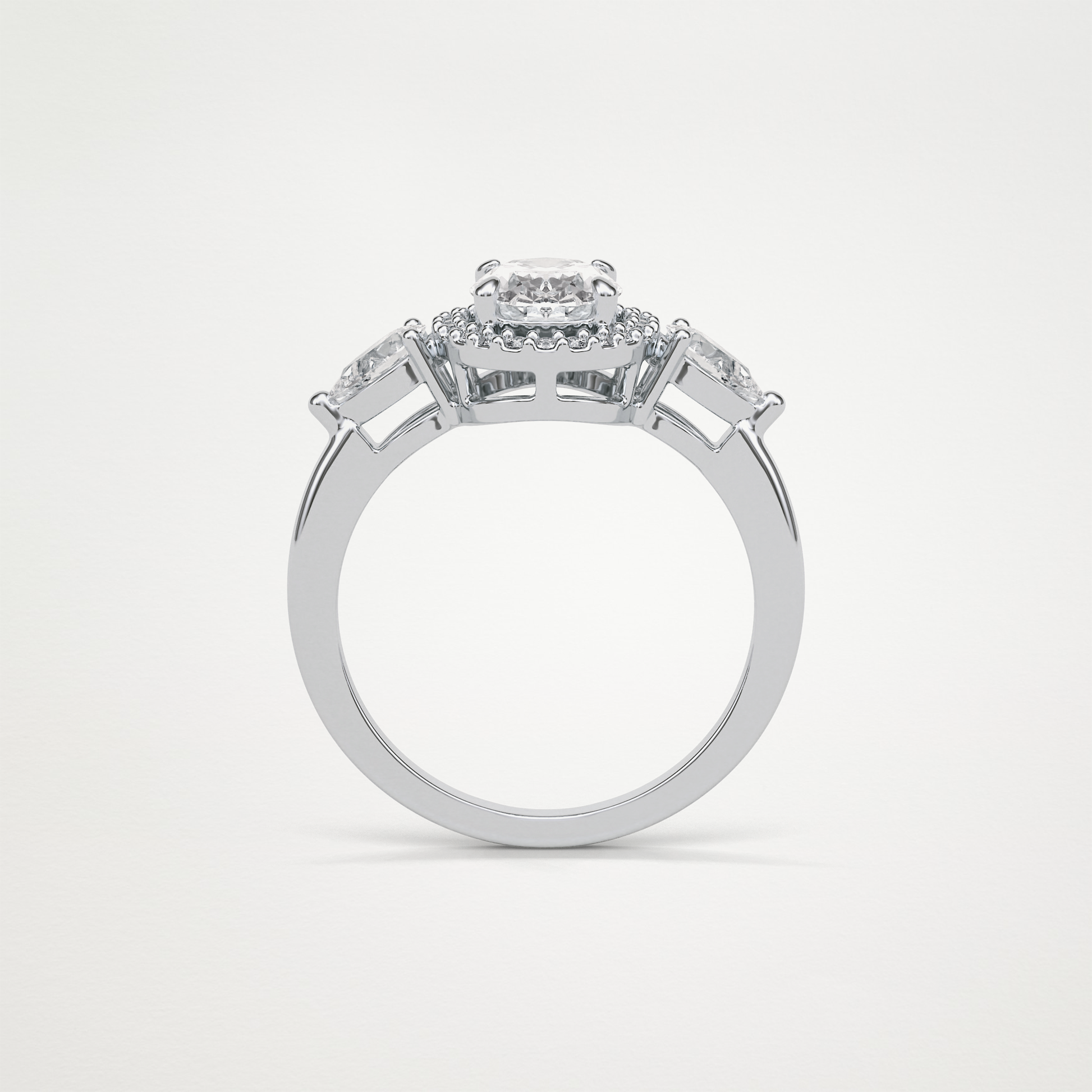 Oval Halo & Three Stones Lab Grown Diamond Engagement Ring