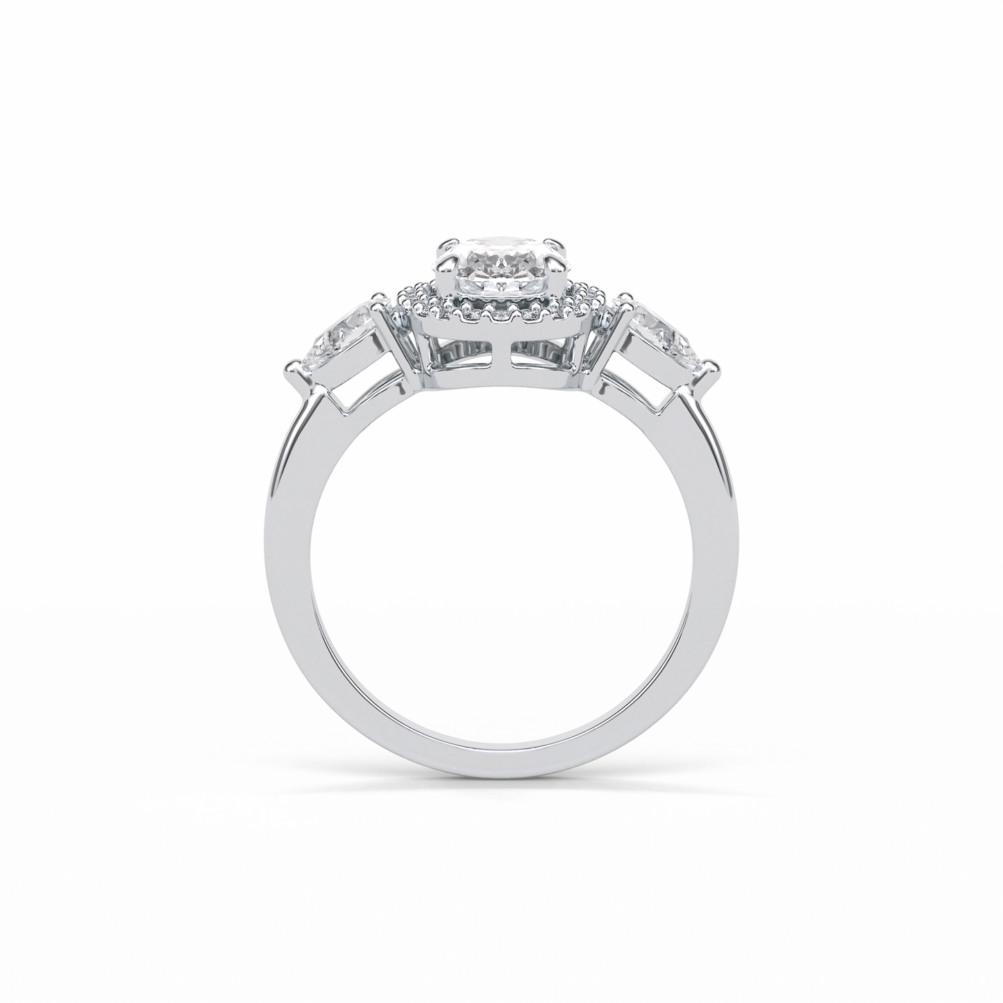 Oval Halo & Three Stones Lab Grown Diamond Engagement Ring