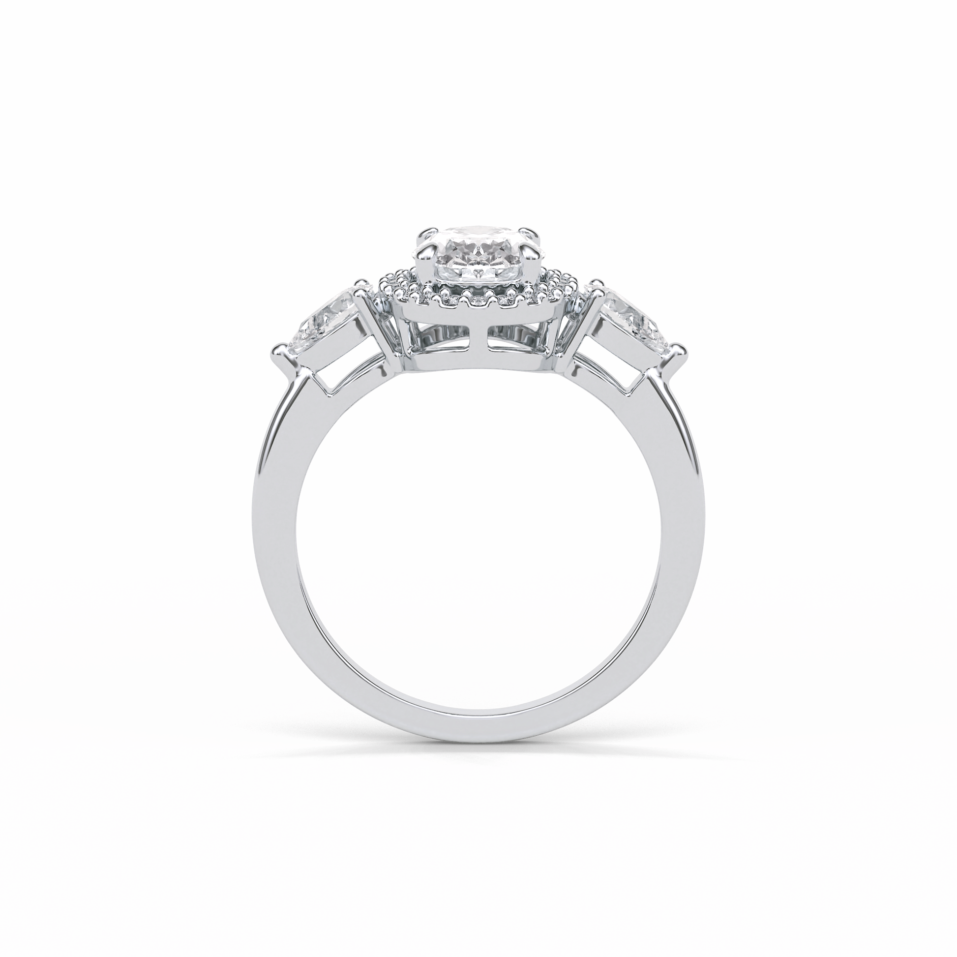 Oval Halo & Three Stones Lab Grown Diamond Engagement Ring