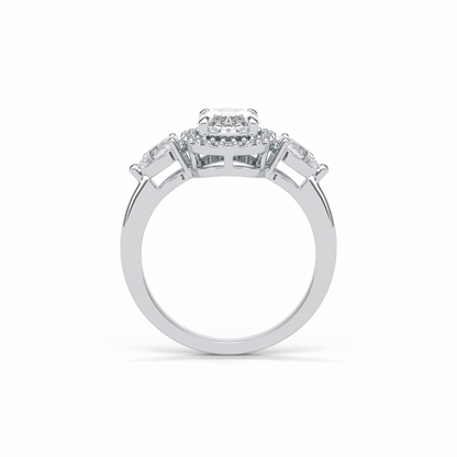 Oval Halo & Three Stones Lab Grown Diamond Engagement Ring