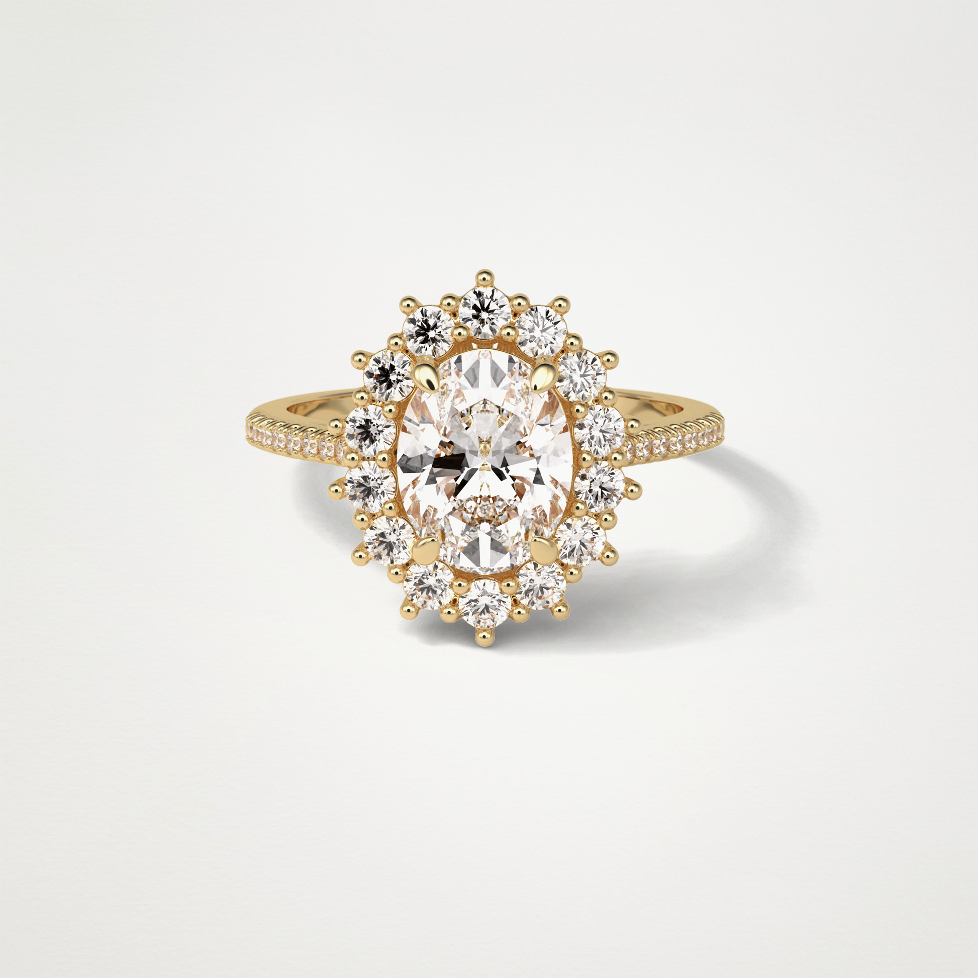 Oval Halo & Pave Lab Grown Diamond Engagement Ring