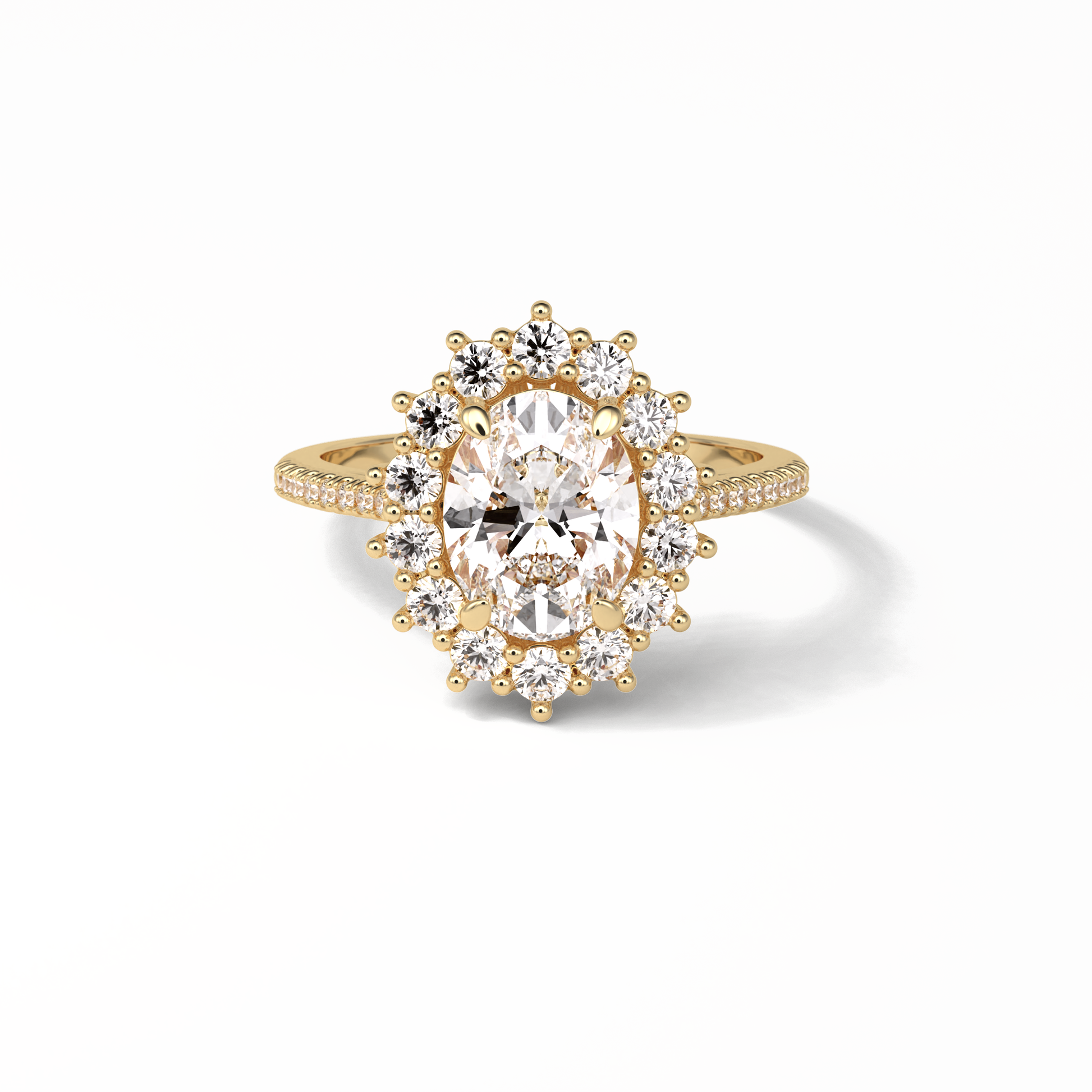 Oval Halo & Pave Lab Grown Diamond Engagement Ring