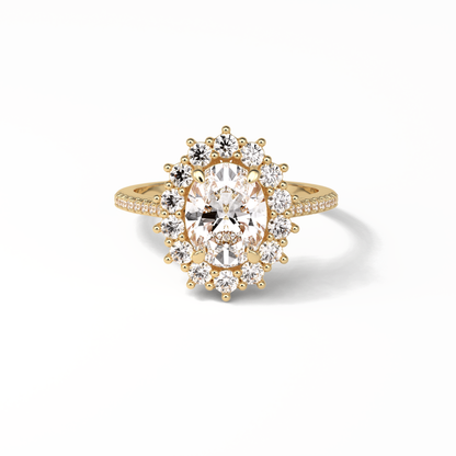 Oval Halo & Pave Lab Grown Diamond Engagement Ring