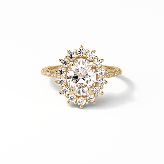 Oval Halo & Pave Lab Grown Diamond Engagement Ring