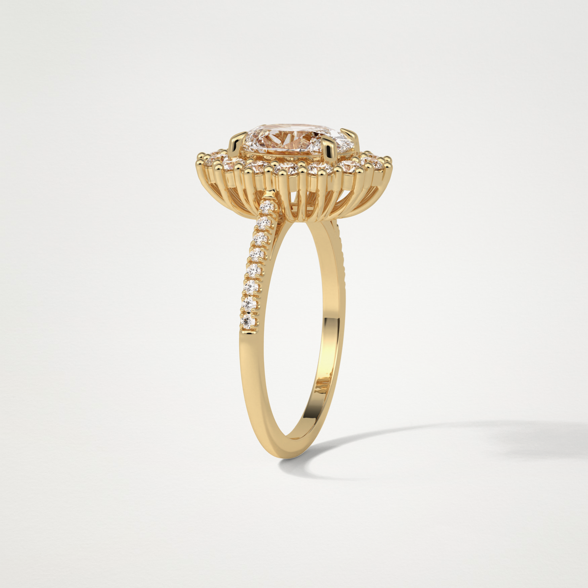 Oval Halo & Pave Lab Grown Diamond Engagement Ring