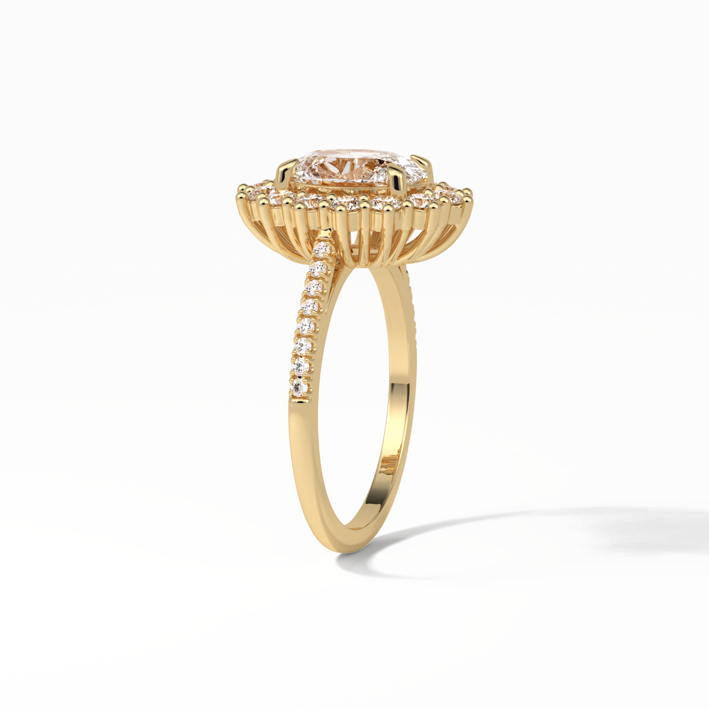 Oval Halo & Pave Lab Grown Diamond Engagement Ring