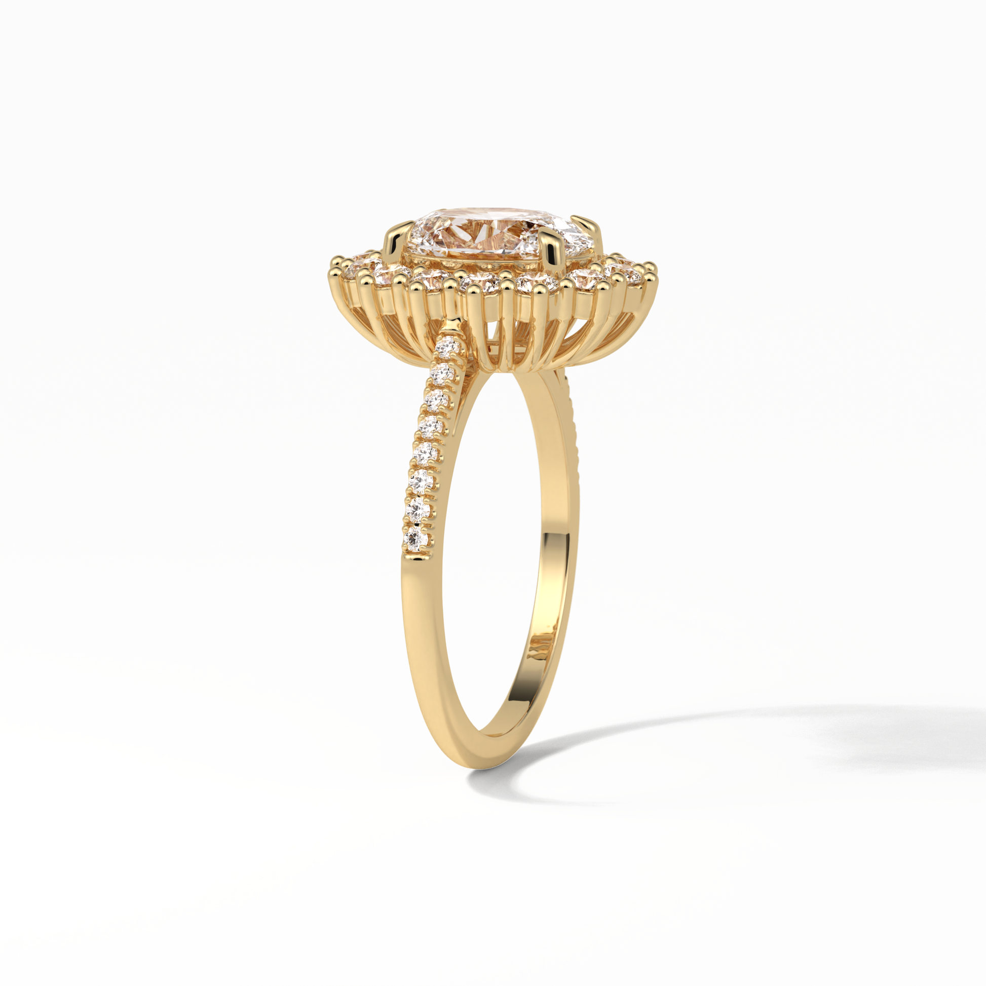 Oval Halo & Pave Lab Grown Diamond Engagement Ring