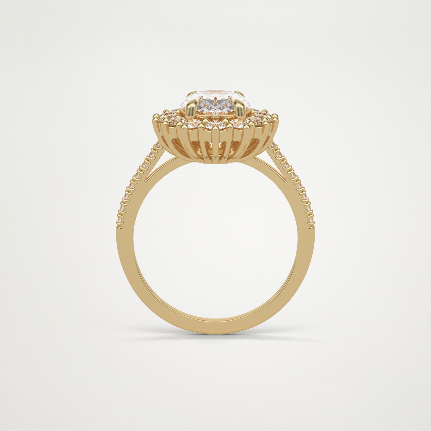 Oval Halo & Pave Lab Grown Diamond Engagement Ring