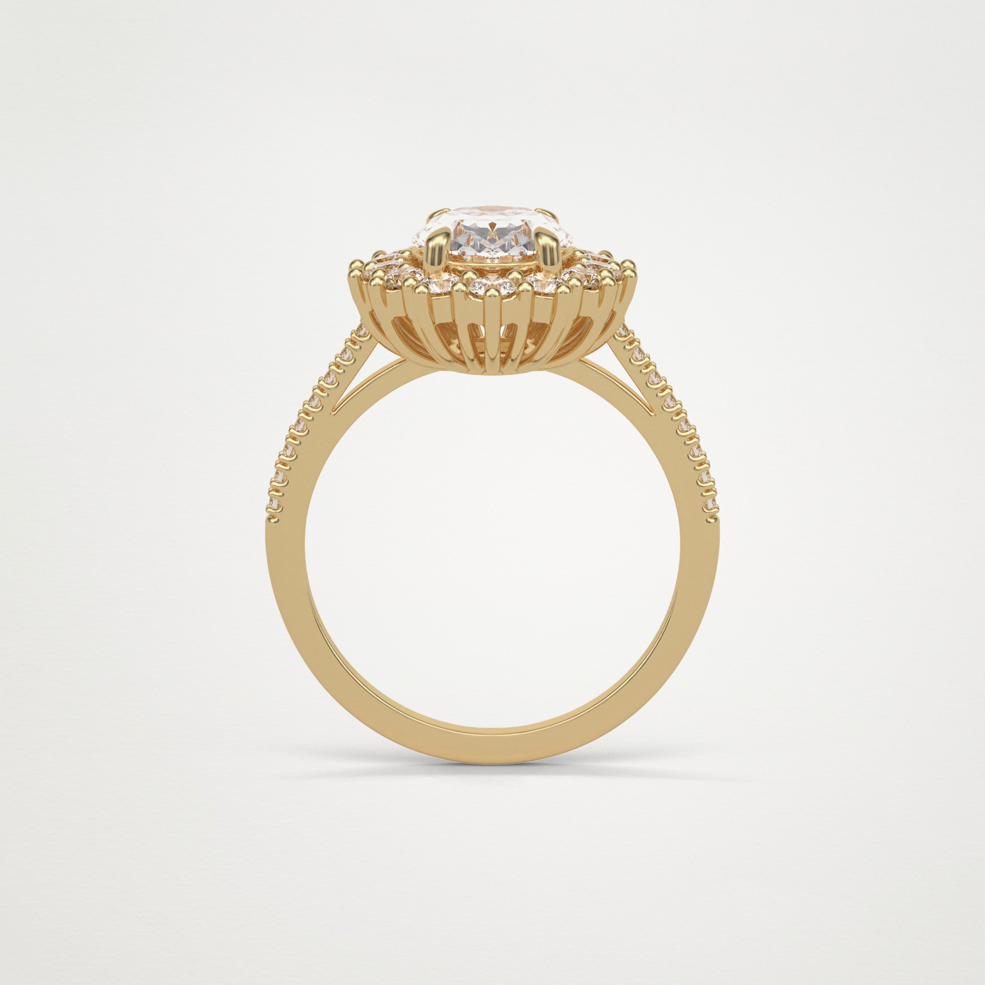 Oval Halo & Pave Lab Grown Diamond Engagement Ring