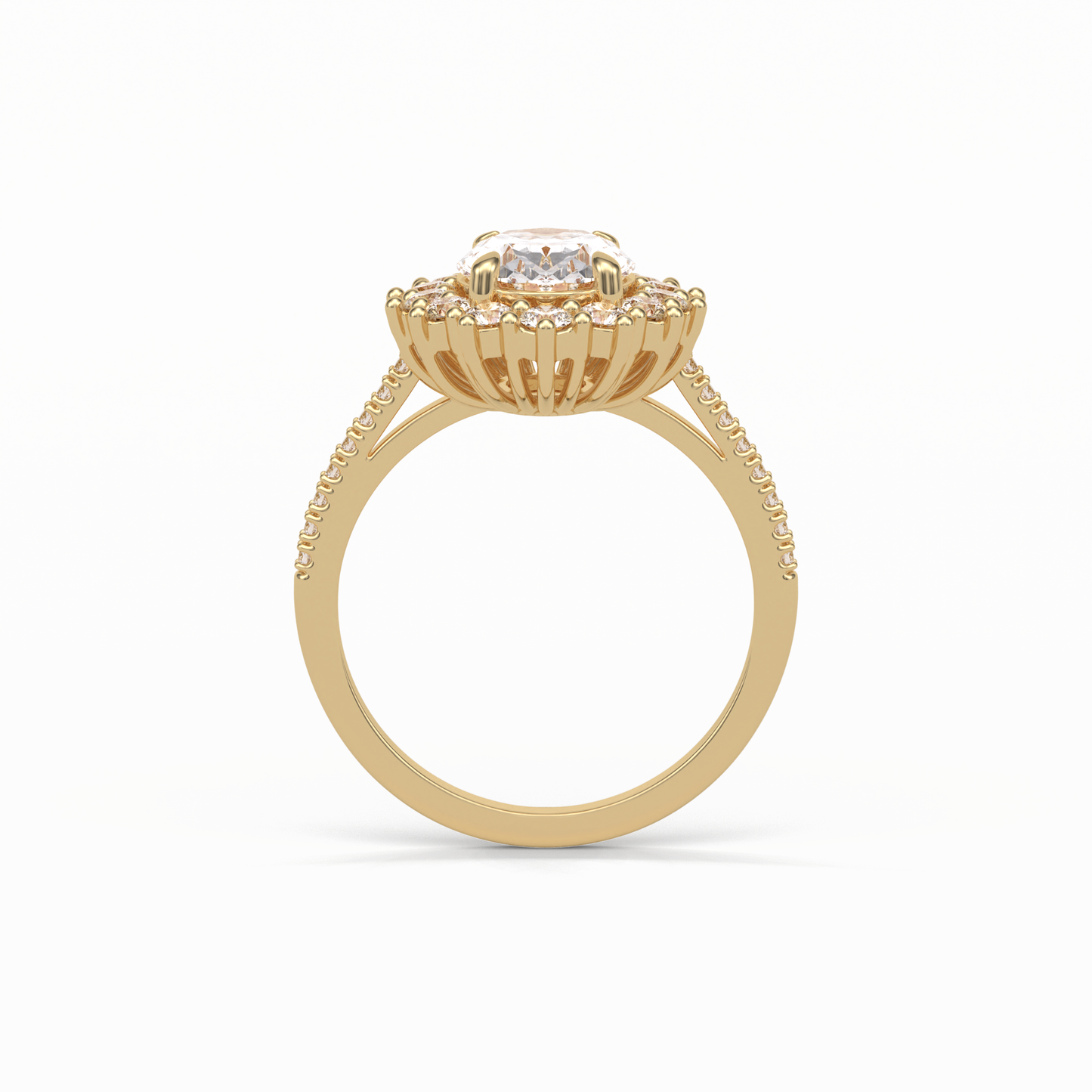 Oval Halo & Pave Lab Grown Diamond Engagement Ring