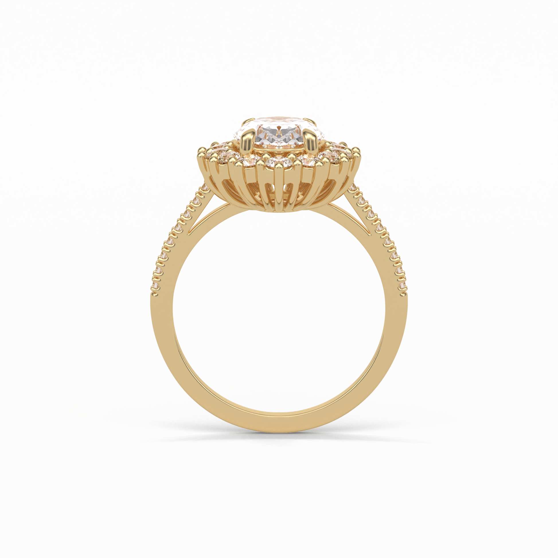 Oval Halo & Pave Lab Grown Diamond Engagement Ring