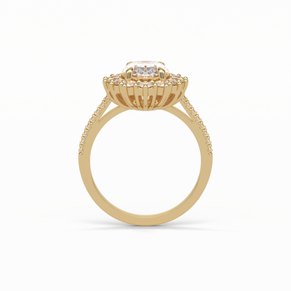 Oval Halo & Pave Lab Grown Diamond Engagement Ring
