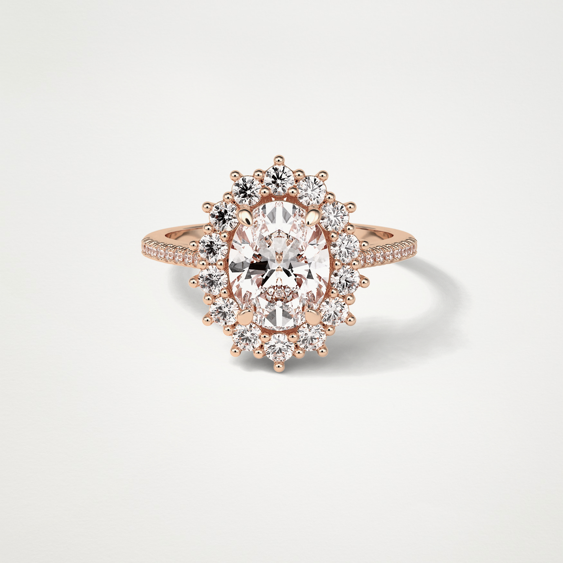Oval Halo & Pave Lab Grown Diamond Engagement Ring
