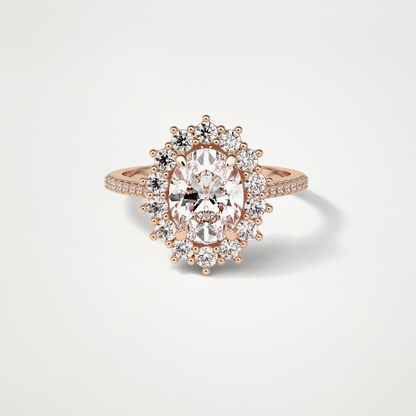 Oval Halo & Pave Lab Grown Diamond Engagement Ring