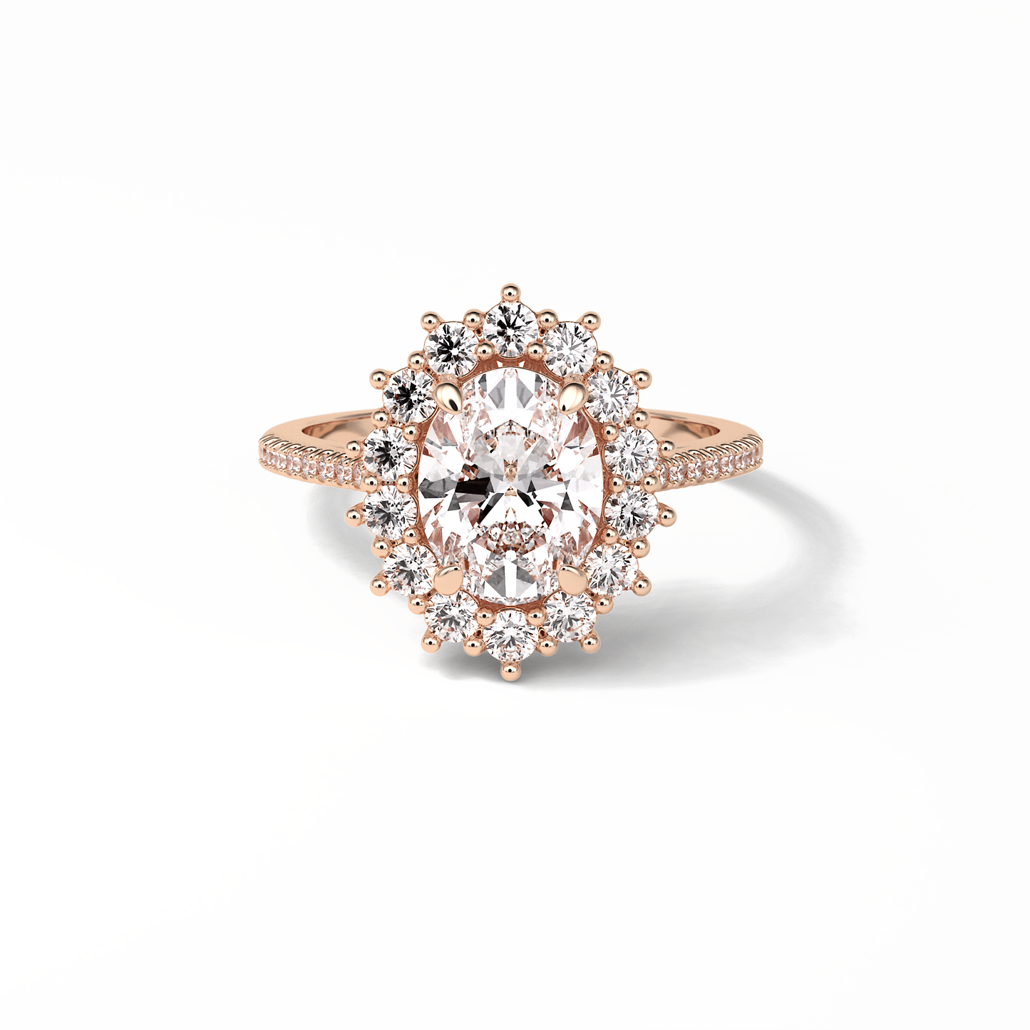 Oval Halo & Pave Lab Grown Diamond Engagement Ring